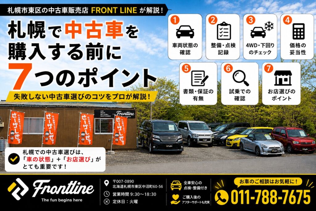 札幌で中古車を購入する前に確認したい7つのポイントを解説するFRONT LINE